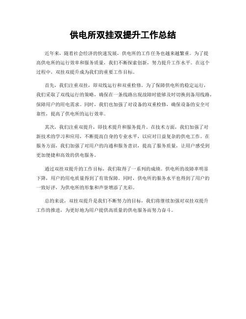 供电所双挂双提升工作总结