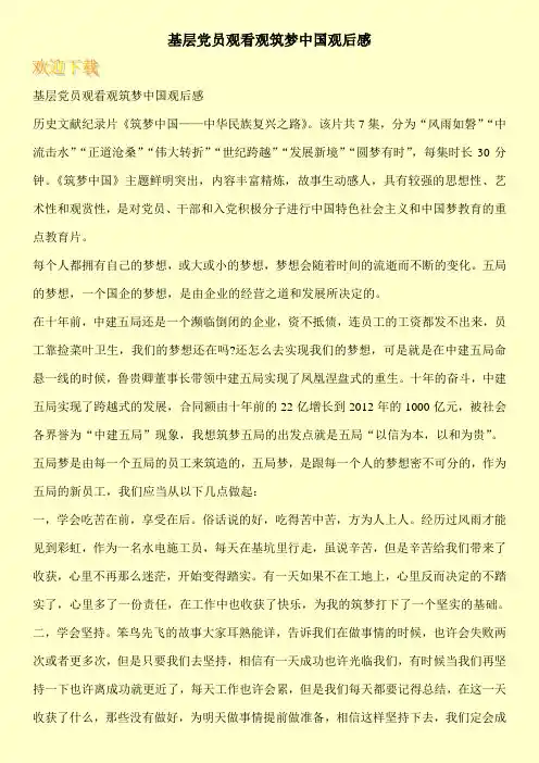 基层党员观看观筑梦中国观后感