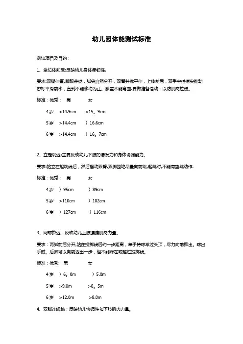幼儿体能标准