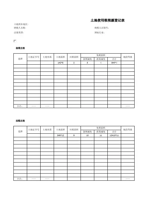 土地使用税税源登记表