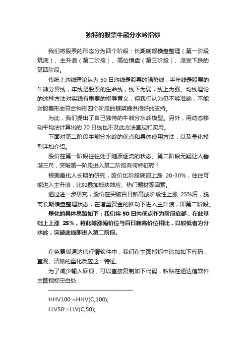 独特的股票牛熊分水岭指标