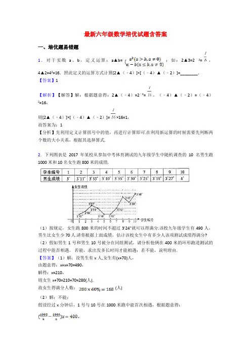 最新六年级数学培优试题含答案