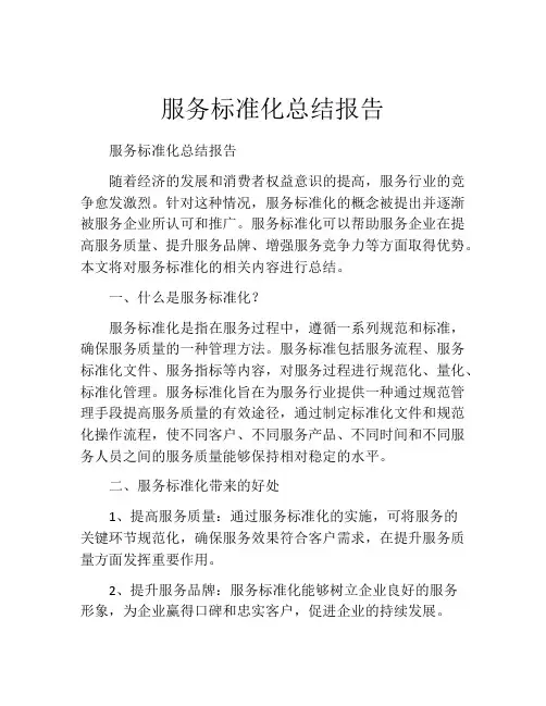 服务标准化总结报告
