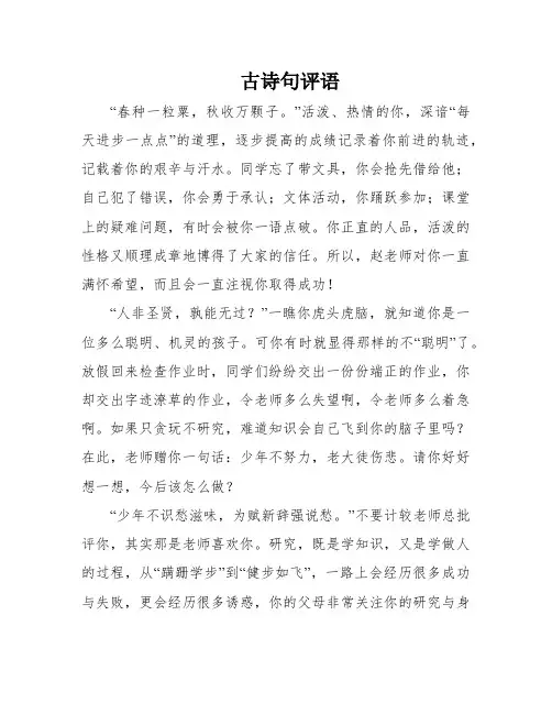 古诗句评语