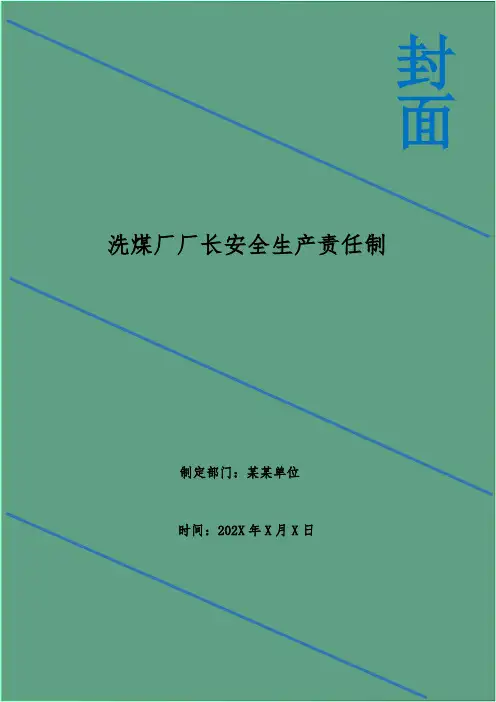洗煤厂厂长安全生产责任制