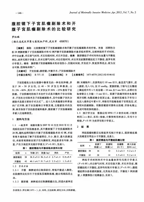 腹腔镜下子宫肌瘤剔除术和开腹子宫肌瘤剔除术的比较研究