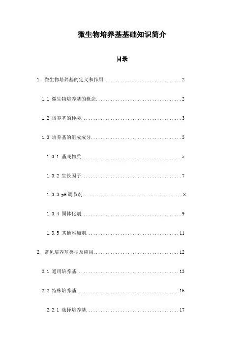 微生物培养基基础知识简介