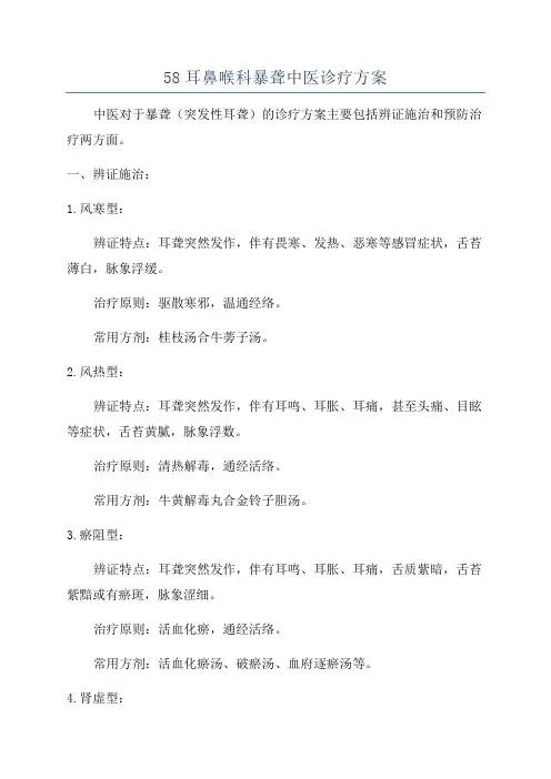58耳鼻喉科暴聋中医诊疗方案