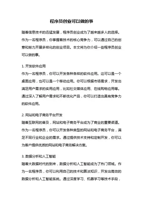 程序员创业可以做的事