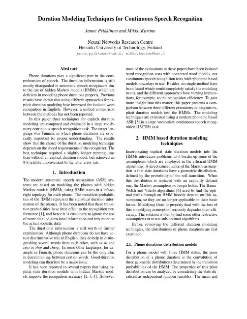 Duration Modeling Techniques for Continuous Speech Recognition