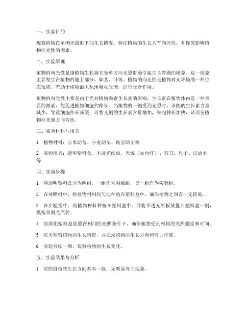 植物的向光性实验报告