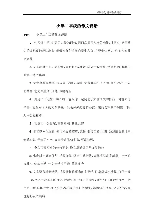 小学二年级的作文评语