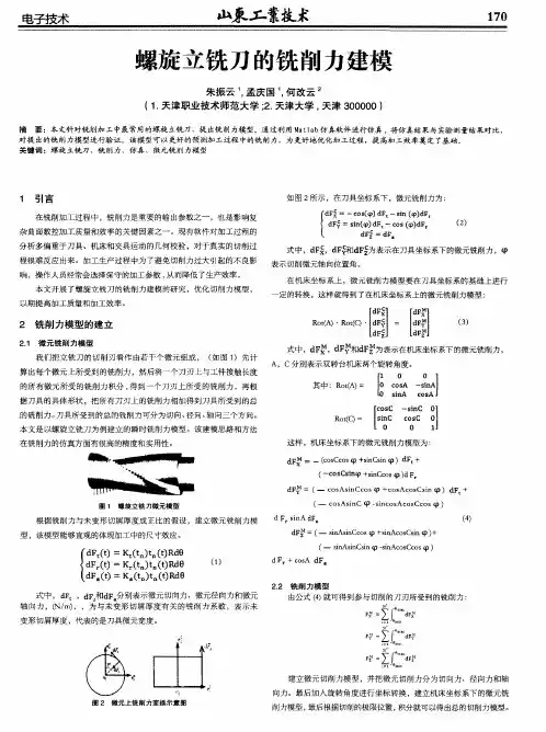 螺旋立铣刀的铣削力建模