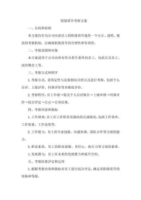 职级晋升考察方案