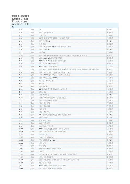2012伦敦奥运会直播表-赛程表【A3打印】
