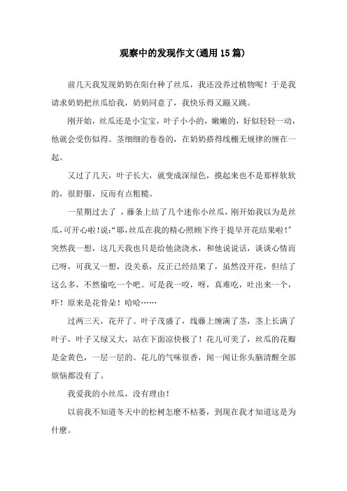 观察中的发现作文(通用15篇)精选