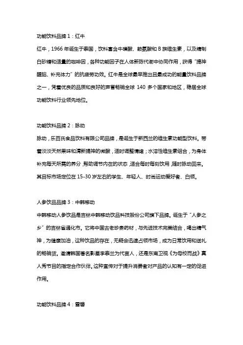 2015各大功能饮料品牌
