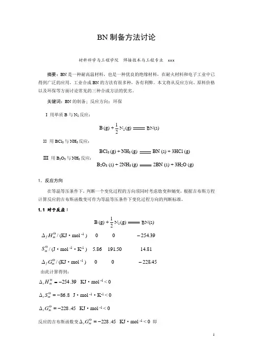 BN制备方法讨论