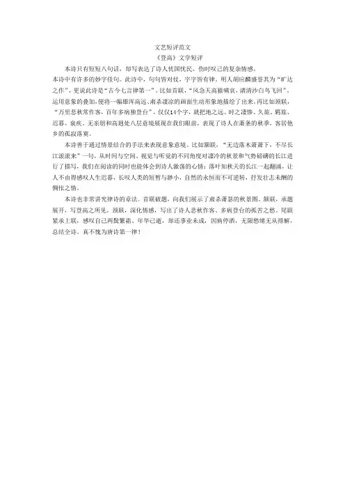 文艺短评范文