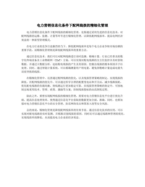 电力营销信息化条件下配网线损的精细化管理