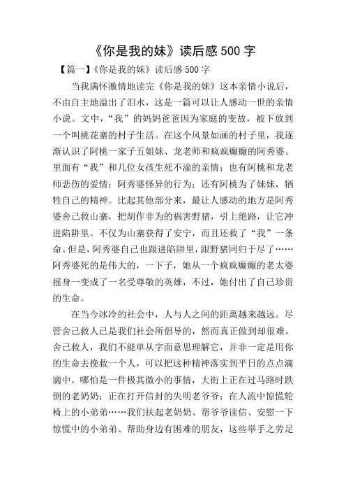 《你是我的妹》读后感500字