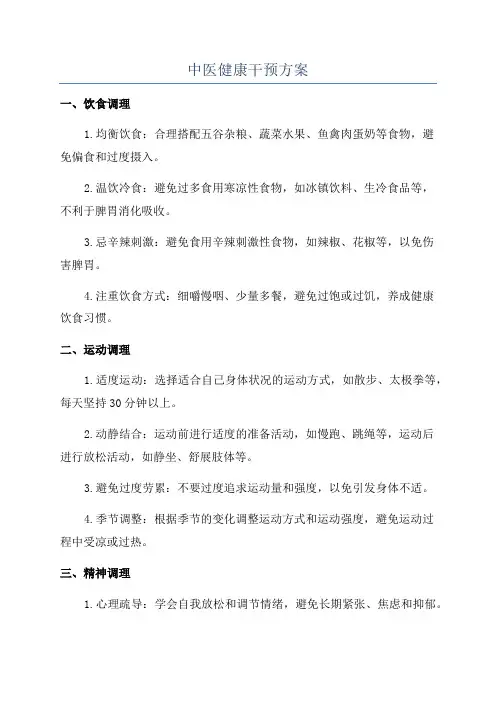 中医健康干预方案