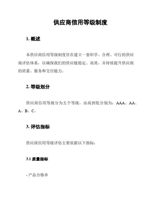 供应商信用等级制度