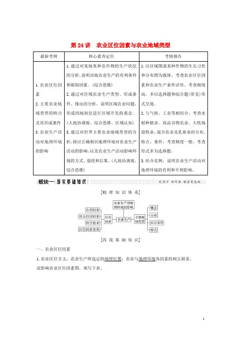 2025版高考地理一轮复习第24讲农业区位因素与农业地域类型第1课时农业区位因素教师用书含解析湘教版