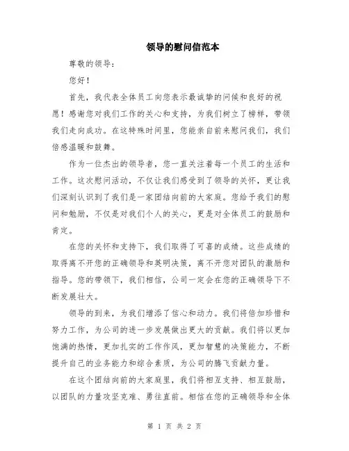 领导的慰问信范本