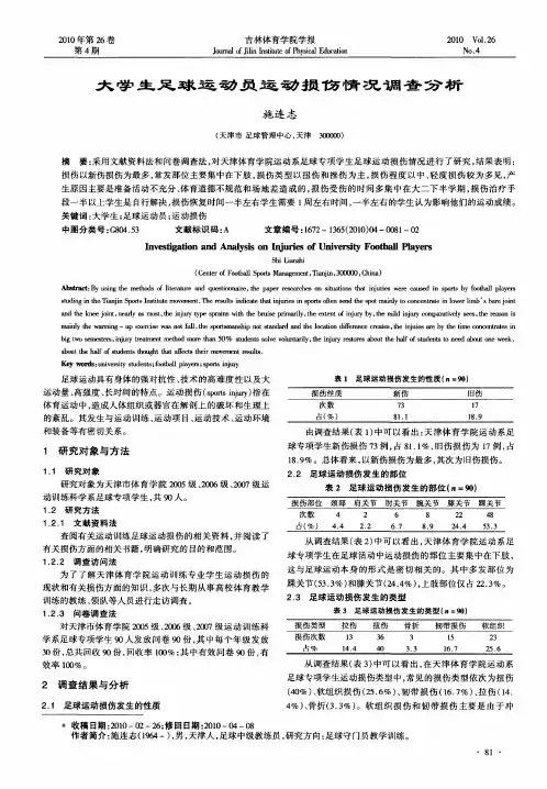 大学生足球运动员运动损伤情况调查分析