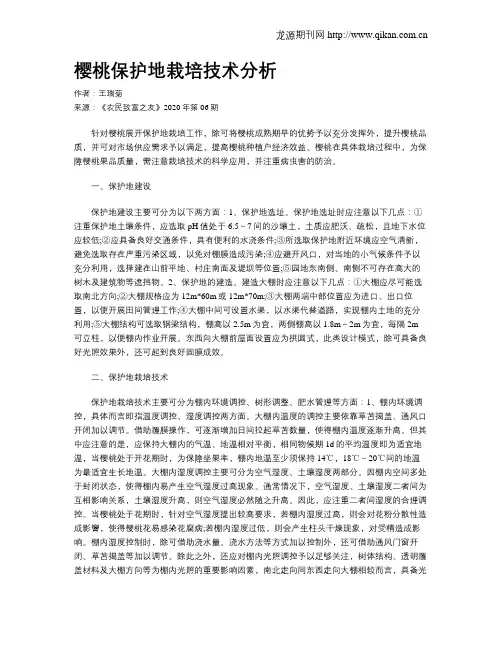 樱桃保护地栽培技术分析