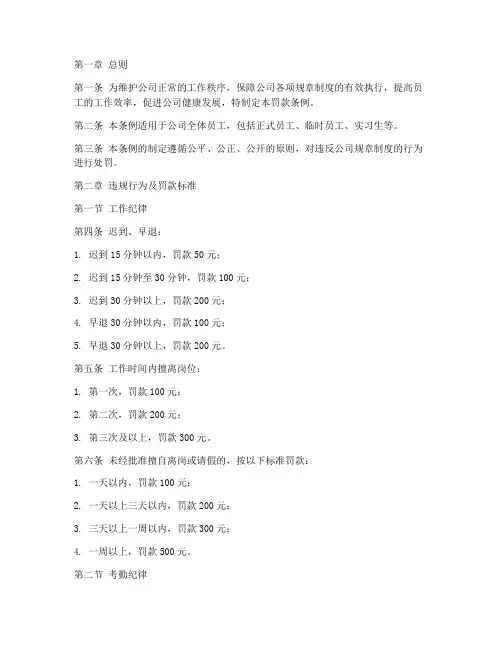 公司规章制度罚钱