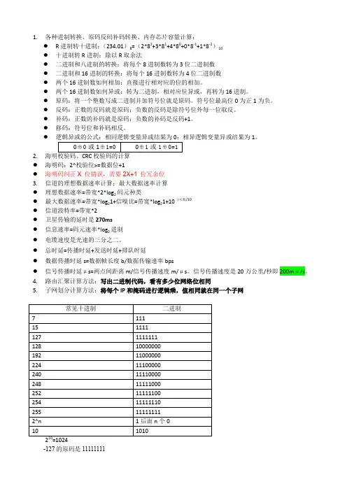 最新精品有关网络工程师计算题-必看