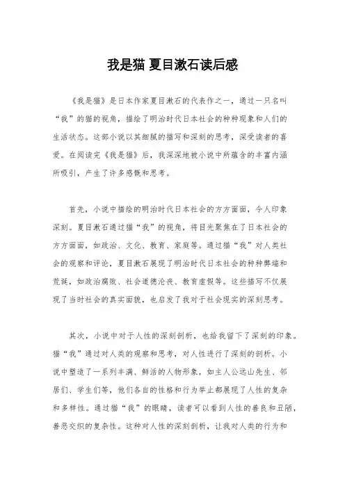 我是猫 夏目漱石读后感