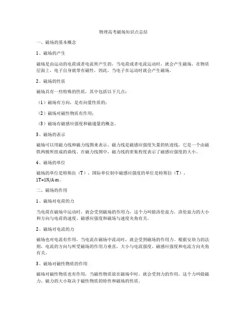 物理高考磁场知识点总结