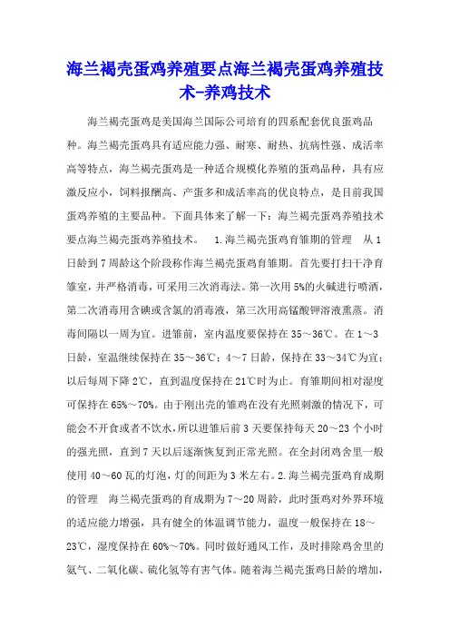 海兰褐壳蛋鸡养殖要点 海兰褐壳蛋鸡养殖技术 - 养鸡技术