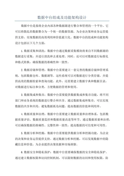 数据中台组成及功能架构设计