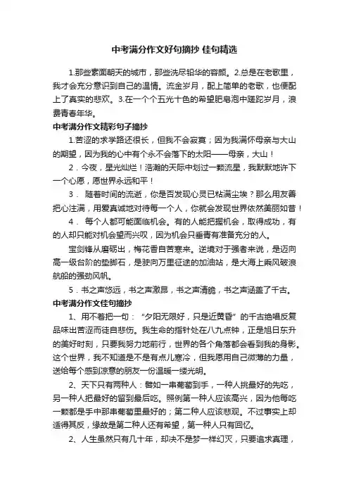 中考满分作文好句摘抄佳句精选