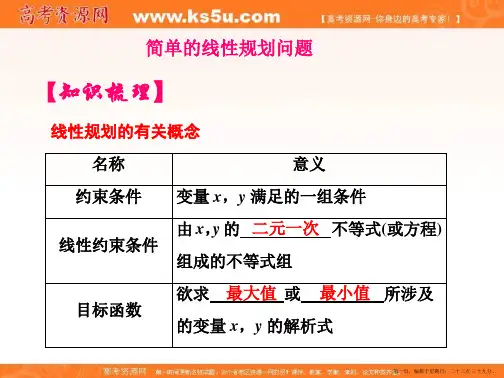 高中数学必修5优质课件：简单的线性规划问题