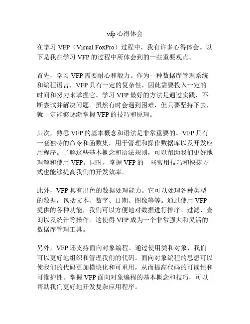 vfp心得体会
