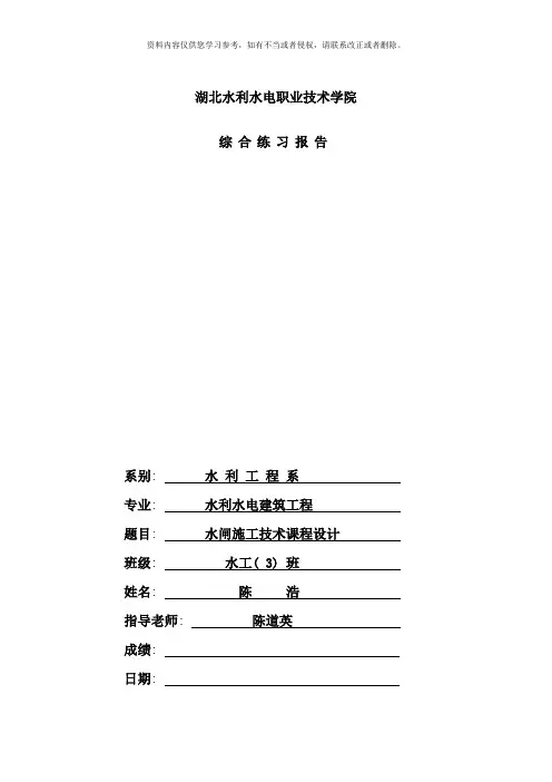 水闸设计报告样本