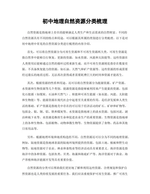 初中地理自然资源分类梳理