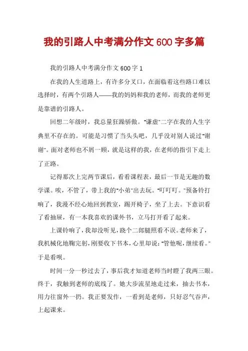 我的引路人中考满分作文600字多篇