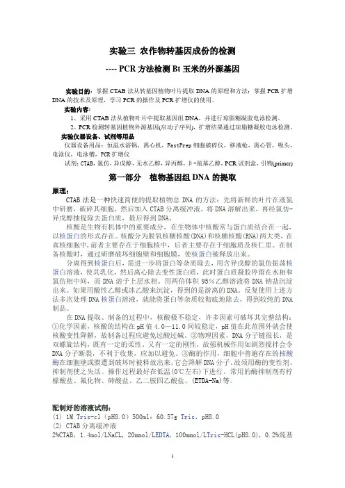 实验3：农作物转基因成分检测