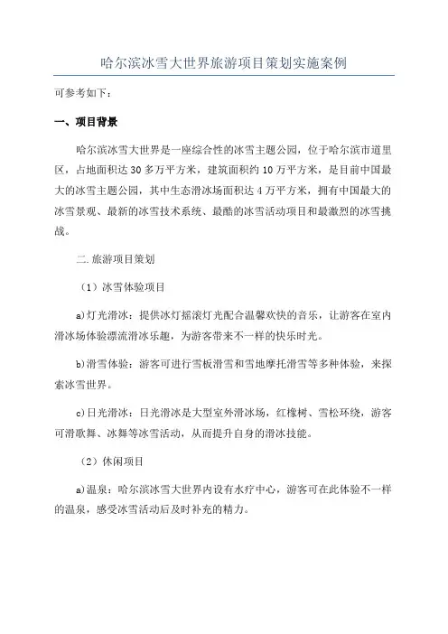 哈尔滨冰雪大世界旅游项目策划实施案例