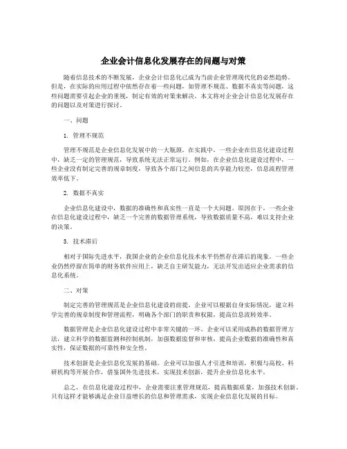 企业会计信息化发展存在的问题与对策