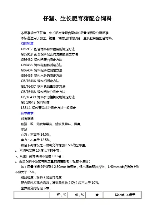 仔猪育肥猪配合饲料