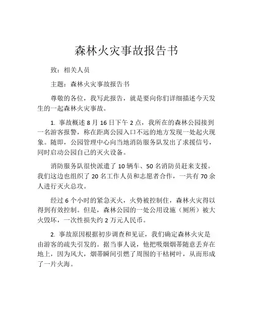 森林火灾事故报告书