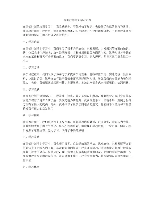 西部计划培训学习心得