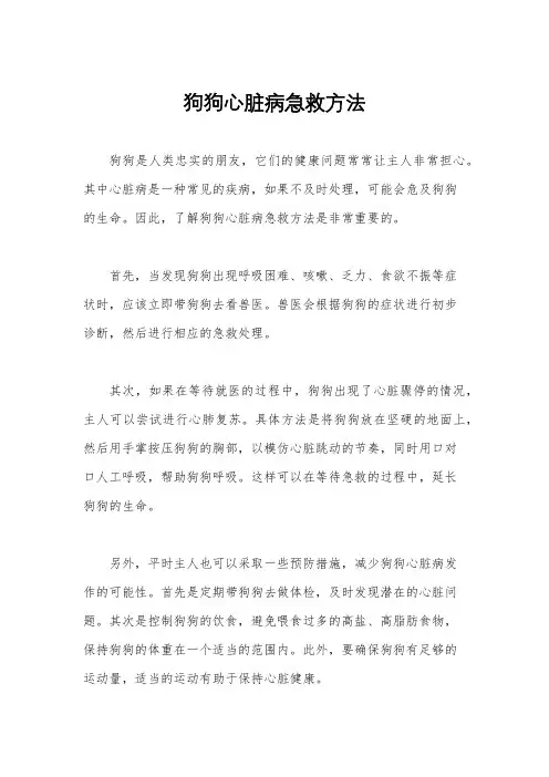 狗狗心脏病急救方法